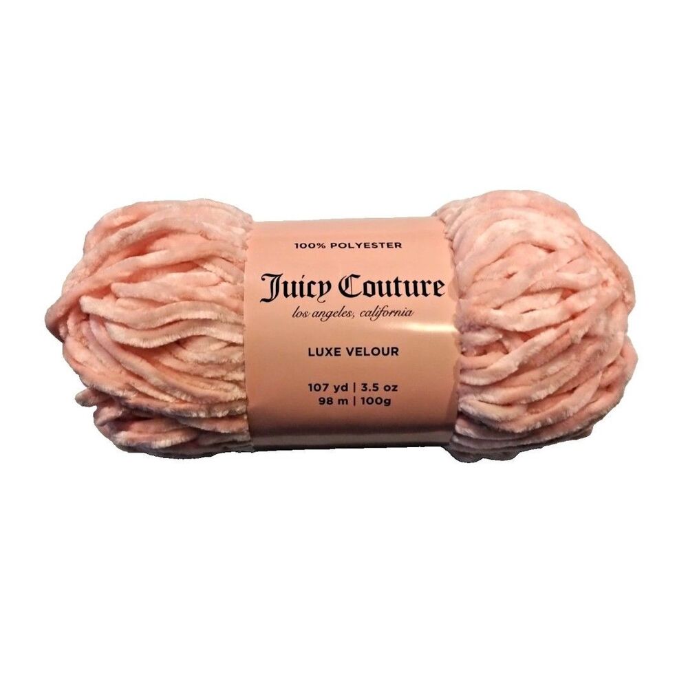 Juicy Couture Luxe Velour Yarn, Soft Glow (Pink), Bulky (5) Yarn, 3.5 oz 107 yds